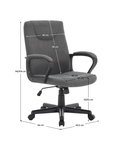 Scaun de birou REVIN, birou, 60.5x66x94-104 cm, Ţesătură/plastic | MobilaOK