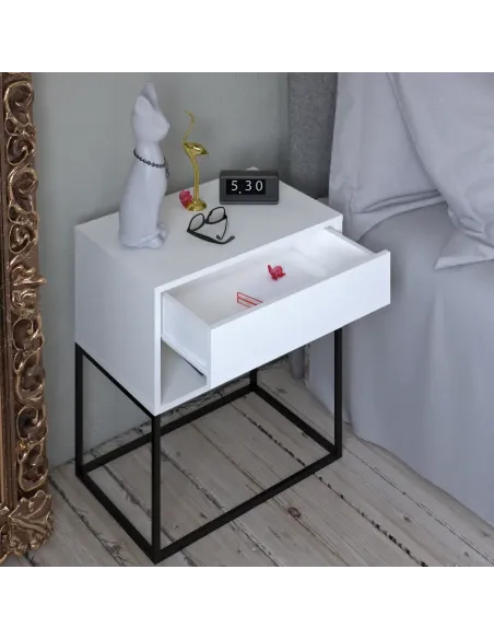 Noptieră/măsuţă ajutătoare, alb/negru, ARTI TYP 2 | MobilaOK