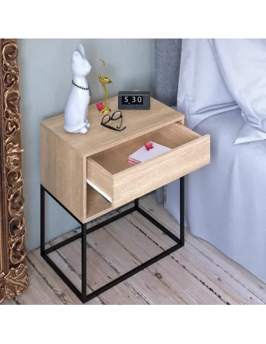 Noptieră KONDELA ARTI TYP 2, dormitor, 60x38.4x65 cm, PAL melaminat și metal | MobilaOK