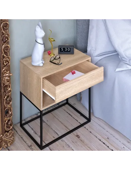 Noptieră KONDELA ARTI TYP 2, dormitor, 60x38.4x65 cm, PAL melaminat și metal | MobilaOK
