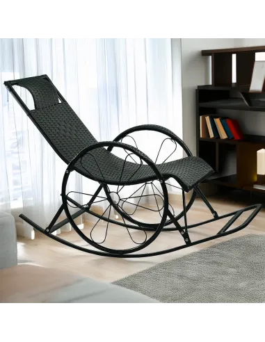 Scaun Balansoar ROKIN, terasă/balcon, 149x51.5x90 cm, ratan tehnic/metal | MobilaOK