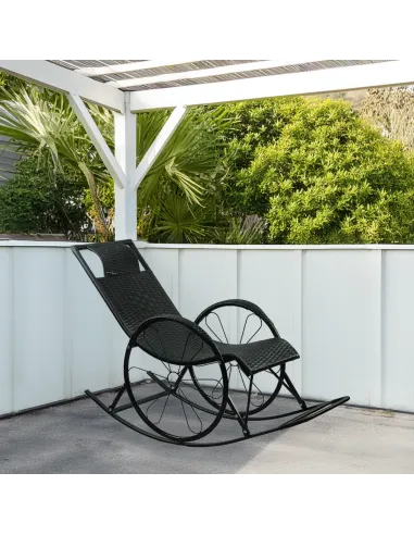 Scaun Balansoar ROKIN, terasă/balcon, 149x51.5x90 cm, ratan tehnic/metal | MobilaOK