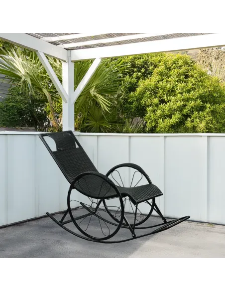 Scaun Balansoar ROKIN, terasă/balcon, 149x51.5x90 cm, ratan tehnic/metal | MobilaOK