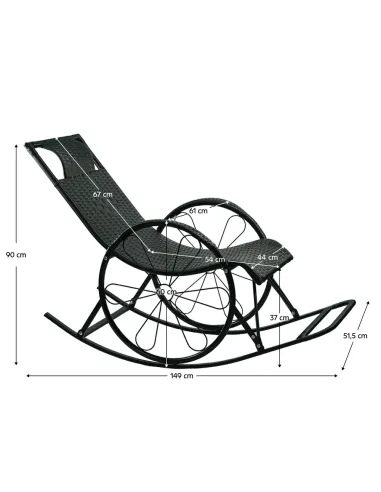 Scaun Balansoar ROKIN, terasă/balcon, 149x51.5x90 cm, ratan tehnic/metal | MobilaOK