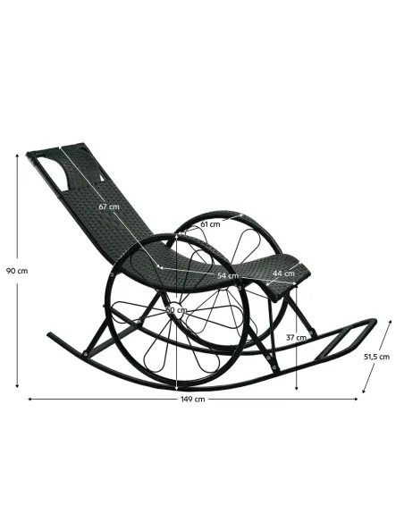 Scaun Balansoar ROKIN, terasă/balcon, 149x51.5x90 cm, ratan tehnic/metal | MobilaOK