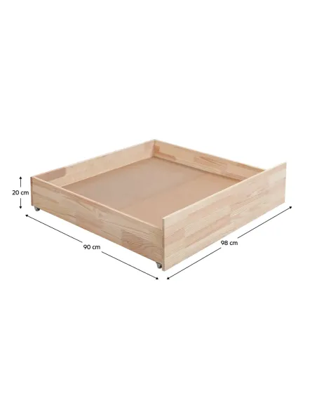 Sertar sub pat, BENY, dormitor, 98x90x20 cm, molid natural | MobilaOK