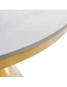 Masă de sufragerie GREIS, rotundă 80x75 cm, blat piatră 1.1 cm, oțel auriu | MobilaOK 2