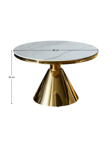 Măsuță de cafea GREIS, living, Ø80x53 cm, Piatră naturală și Oțel | MobilaOK