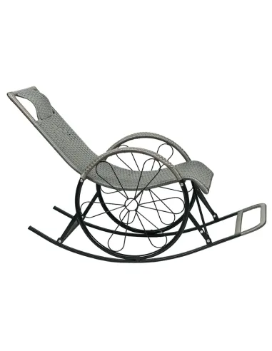 Fotoliu de balansare ROKIN, living/dormitor/terasa, 51.5x149x90 cm, ratan si metal | MobilaOK