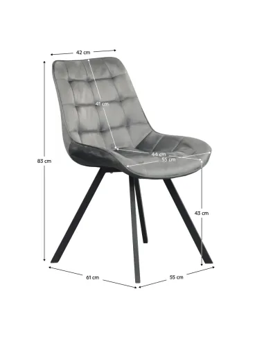 Scaun SAMIRA, sufragerie, 55x61x83 cm, Velvet și metal | MobilaOK