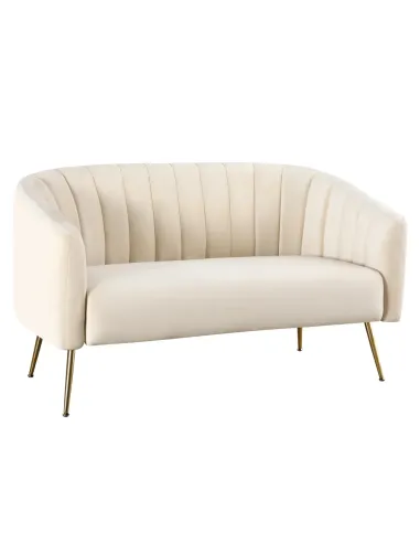 Canapea BAGY, living, 135x78x78 cm, Velvet bej/gold, detalii crom-auriu | MobilaOK