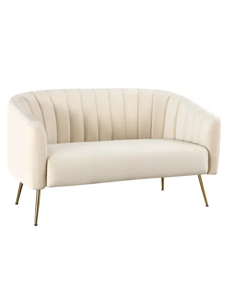 Canapea BAGY, living, 135x78x78 cm, Velvet bej/gold, detalii crom-auriu | MobilaOK