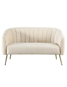 Canapea BAGY, living, 135x78x78 cm, Velvet bej/gold, detalii crom-auriu | MobilaOK 2