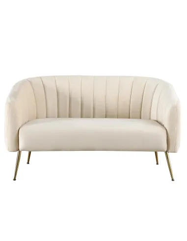 Canapea BAGY, living, 135x78x78 cm, Velvet bej/gold, detalii crom-auriu | MobilaOK
