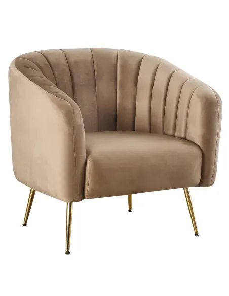 Fotoliu BAGY, Living/Dormitor/Birou, 78x78x78 cm, Velvet, Metal Crom-Auriu | MobilaOK