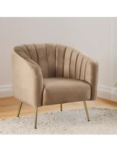 Fotoliu BAGY, Living/Dormitor/Birou, 78x78x78 cm, Velvet, Metal Crom-Auriu | MobilaOK