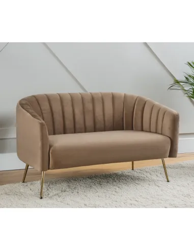 Canapea BAGY, living, 135x78x78 cm, velvet maro/gold, metal | MobilaOK