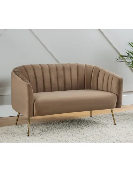 Canapea BAGY, living, 135x78x78 cm, velvet maro/gold, metal | MobilaOK