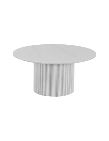 Măsuță de cafea MAHIR, living, diametru 80 cm, PAL/piatră șlefuită | MobilaOK