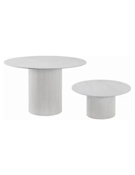 Măsuță de cafea MAHIR, living, diametru 80 cm, PAL/piatră șlefuită | MobilaOK