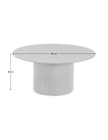 Măsuță de cafea MAHIR, living, diametru 80 cm, PAL/piatră șlefuită | MobilaOK