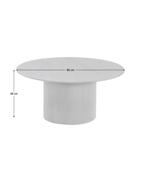 Măsuță de cafea MAHIR, living, diametru 80 cm, PAL/piatră șlefuită | MobilaOK