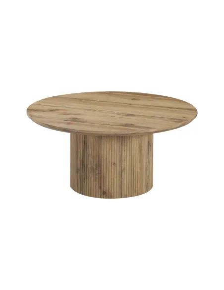 Măsuță de cafea MAHIR TYP 2 living, diametru 80 cm, MDF furniruit stejar | MobilaOK