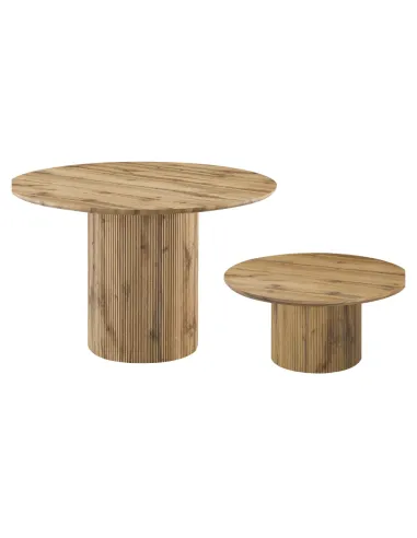 Măsuță de cafea MAHIR TYP 2 living, diametru 80 cm, MDF furniruit stejar | MobilaOK