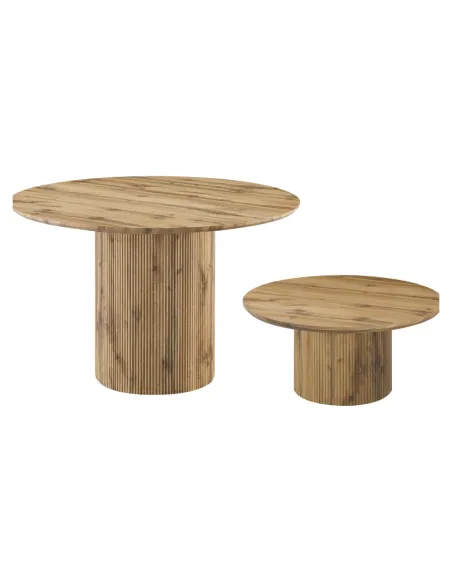 Măsuță de cafea MAHIR TYP 2 living, diametru 80 cm, MDF furniruit stejar | MobilaOK