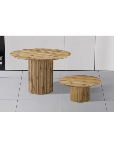 Măsuță de cafea MAHIR TYP 2 living, diametru 80 cm, MDF furniruit stejar | MobilaOK