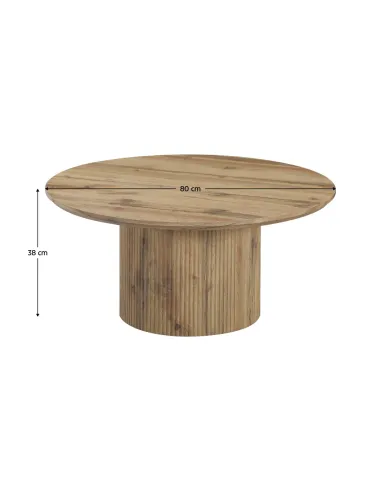 Măsuță de cafea MAHIR TYP 2 living, diametru 80 cm, MDF furniruit stejar | MobilaOK