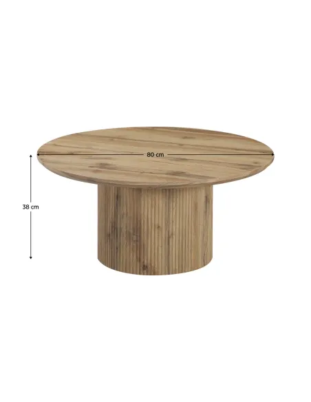 Măsuță de cafea MAHIR TYP 2 living, diametru 80 cm, MDF furniruit stejar | MobilaOK