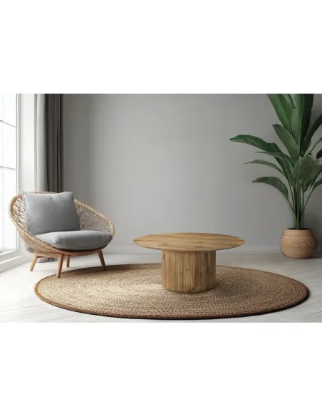 Măsuță de cafea MAHIR TYP 2 living, diametru 80 cm, MDF furniruit stejar | MobilaOK