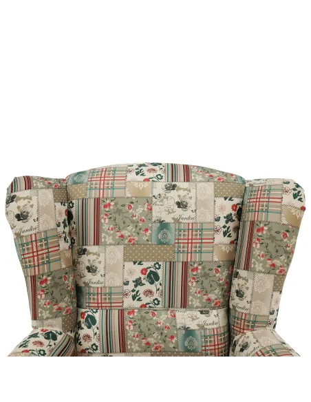 Fotoliu CHARLOT living, dormitor 86x105x82 cm, material textil patchwork, picioare lemn masiv | MobilaOK
