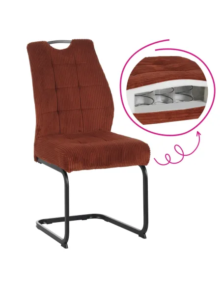 Scaun pentru sufragerie, teracota/negru, KELMA | MobilaOK