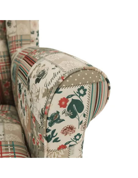 Fotoliu CHARLOT living, dormitor 86x105x82 cm, material textil patchwork, picioare lemn masiv | MobilaOK