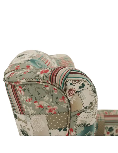Fotoliu CHARLOT living, dormitor 86x105x82 cm, material textil patchwork, picioare lemn masiv | MobilaOK