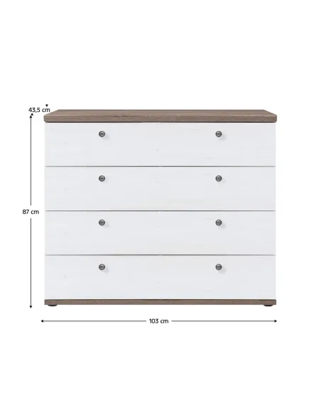 Comodă TEINA KOM4S dormitor, 103x43.5x87 cm, PAL melaminat | MobilaOK