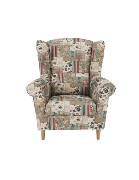 Fotoliu CHARLOT living, dormitor 86x105x82 cm, material textil patchwork, picioare lemn masiv | MobilaOK