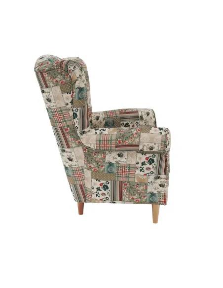 Fotoliu CHARLOT living, dormitor 86x105x82 cm, material textil patchwork, picioare lemn masiv | MobilaOK