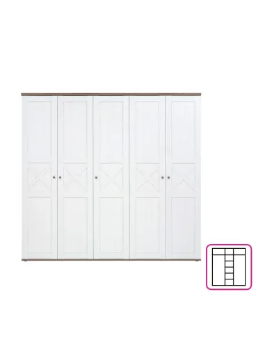 Dulap TEINA SZF5D pentru dormitor/hol, 242x59.5x225 cm, PAL melaminat | MobilaOK