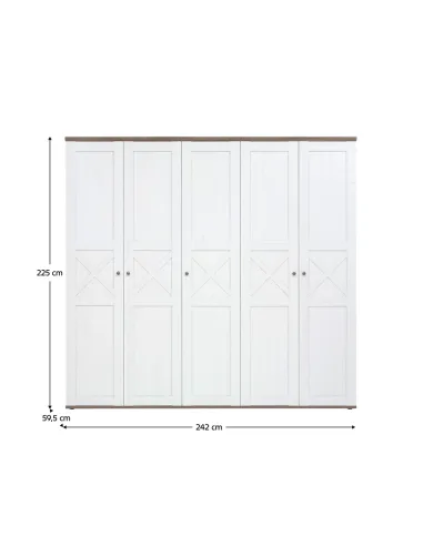 Dulap TEINA SZF5D pentru dormitor/hol, 242x59.5x225 cm, PAL melaminat | MobilaOK