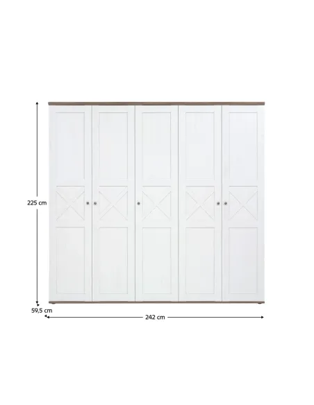 Dulap TEINA SZF5D pentru dormitor/hol, 242x59.5x225 cm, PAL melaminat | MobilaOK