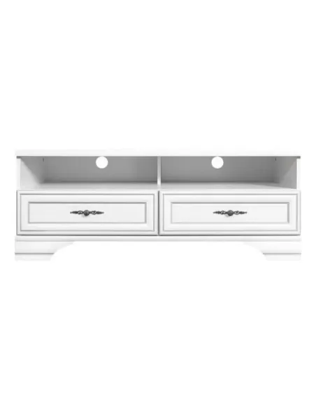 Măsuţă TV KENTAK RTV2S, living, 124.5x54x47 cm, PAL melaminat alb | MobilaOK