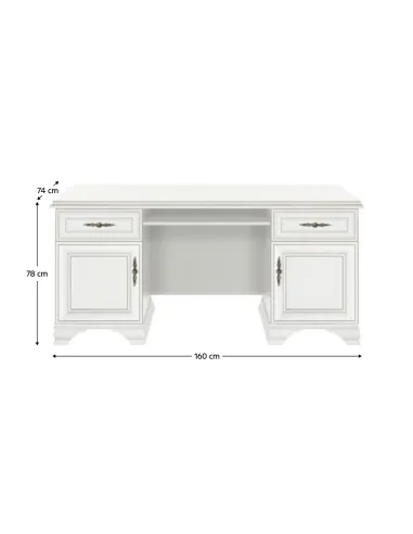 Birou PC KENTAK BIU2D2S, birou, 160x74x78 cm, PAL melaminat alb alpin | MobilaOK
