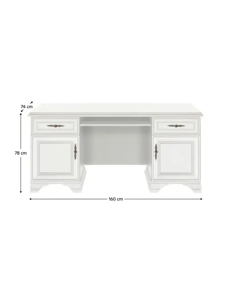 Birou PC KENTAK BIU2D2S, birou, 160x74x78 cm, PAL melaminat alb alpin | MobilaOK