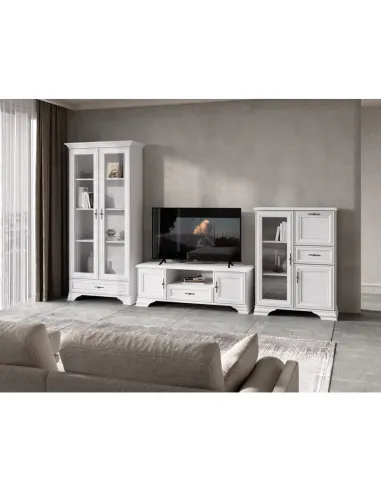 Vitrină KENTAK REG2W1S, living/hol/dormitor, 99.5x44x210 cm, PAL melaminat și sticlă | MobilaOK