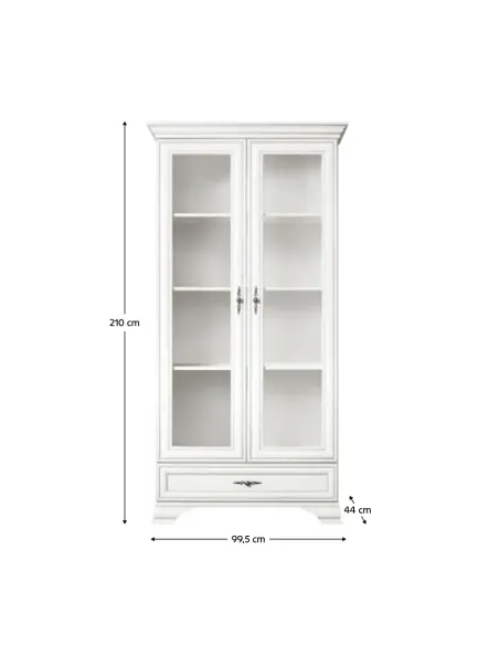 Vitrină KENTAK REG2W1S, living/hol/dormitor, 99.5x44x210 cm, PAL melaminat și sticlă | MobilaOK
