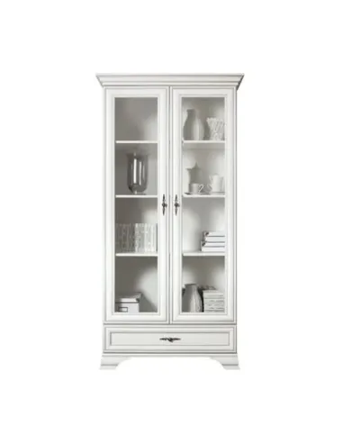 Vitrină KENTAK REG2W1S, living/hol/dormitor, 99.5x44x210 cm, PAL melaminat și sticlă | MobilaOK