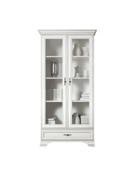 Vitrină KENTAK REG2W1S, living/hol/dormitor, 99.5x44x210 cm, PAL melaminat și sticlă | MobilaOK